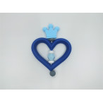 Greifling Silikon Herz mit Krone dunkelblau